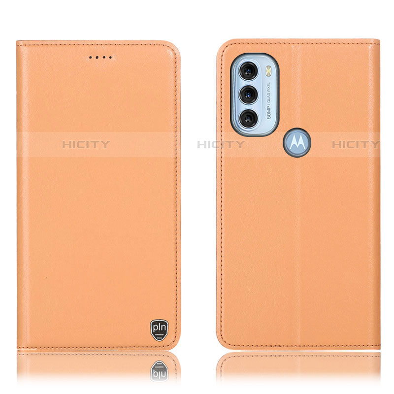 Funda de Cuero Cartera con Soporte Carcasa H21P para Motorola Moto G71 5G Naranja