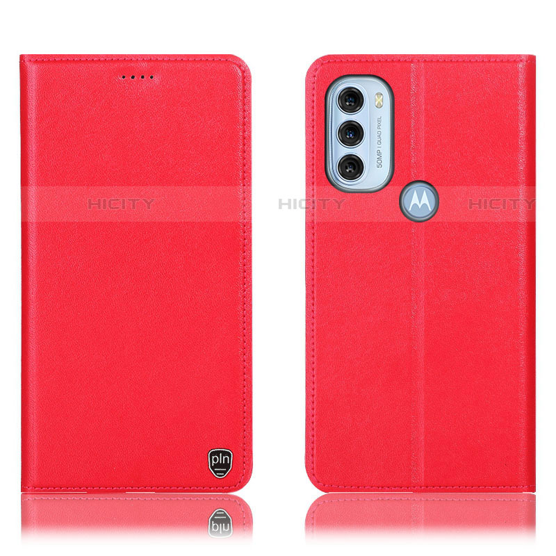 Funda de Cuero Cartera con Soporte Carcasa H21P para Motorola Moto G71 5G Rojo