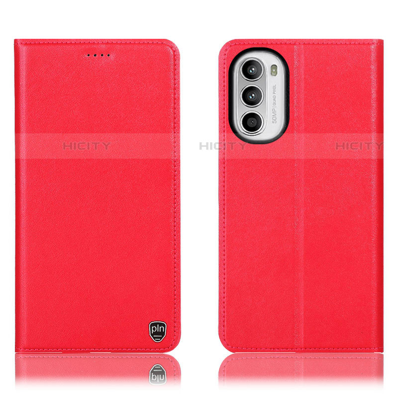 Funda de Cuero Cartera con Soporte Carcasa H21P para Motorola Moto G82 5G Rojo