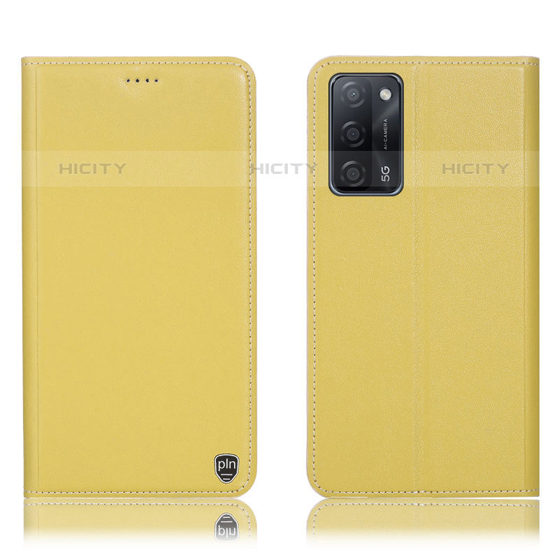 Funda de Cuero Cartera con Soporte Carcasa H21P para Oppo A53s 5G Amarillo