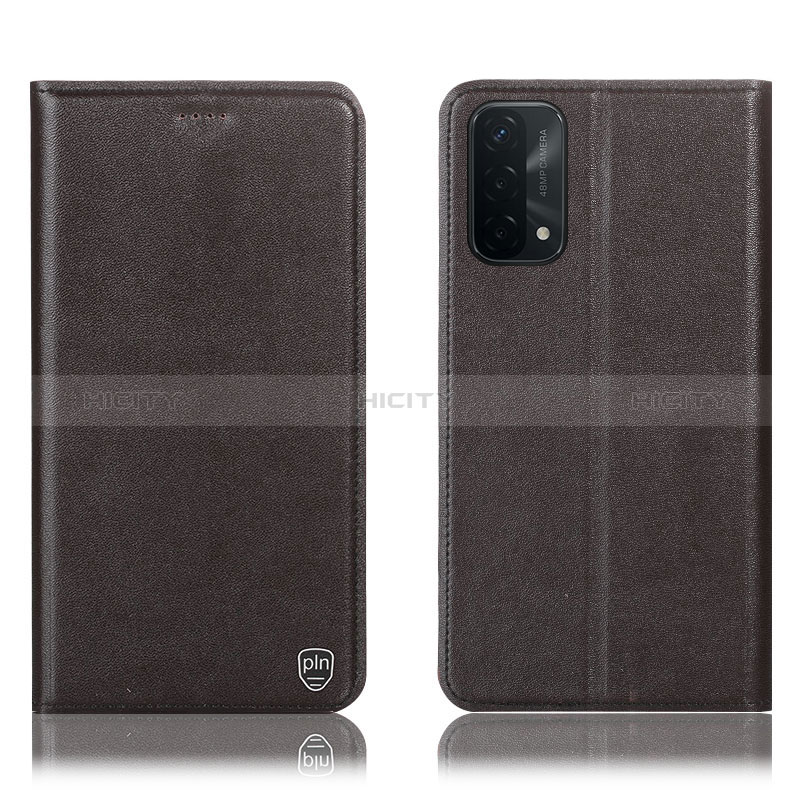 Funda de Cuero Cartera con Soporte Carcasa H21P para Oppo A54 5G Marron