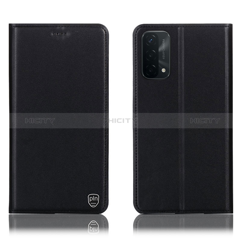 Funda de Cuero Cartera con Soporte Carcasa H21P para Oppo A54 5G Negro