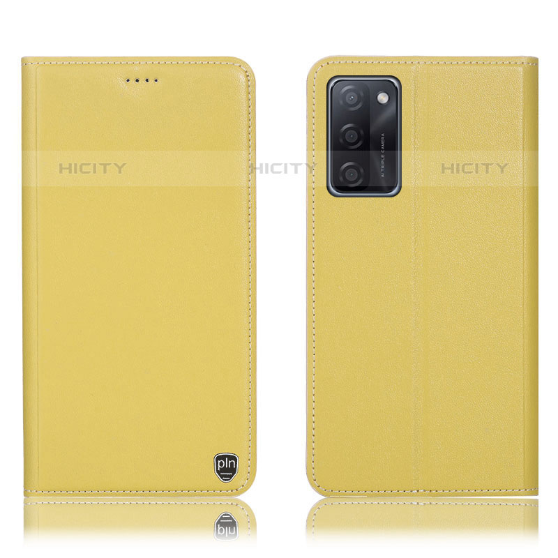 Funda de Cuero Cartera con Soporte Carcasa H21P para Oppo A55S 5G Amarillo