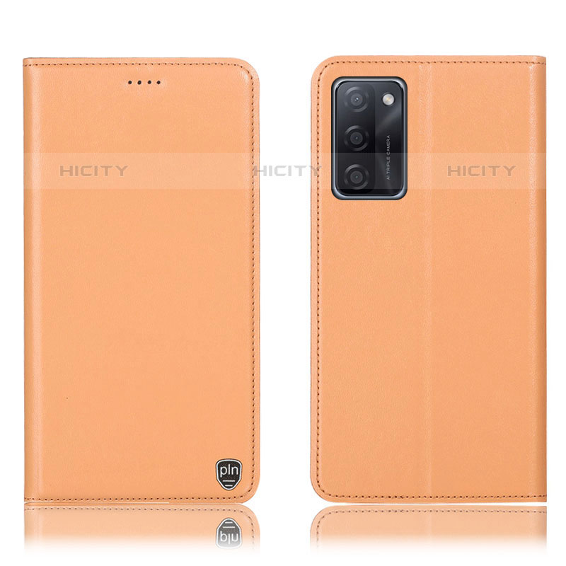 Funda de Cuero Cartera con Soporte Carcasa H21P para Oppo A55S 5G Naranja