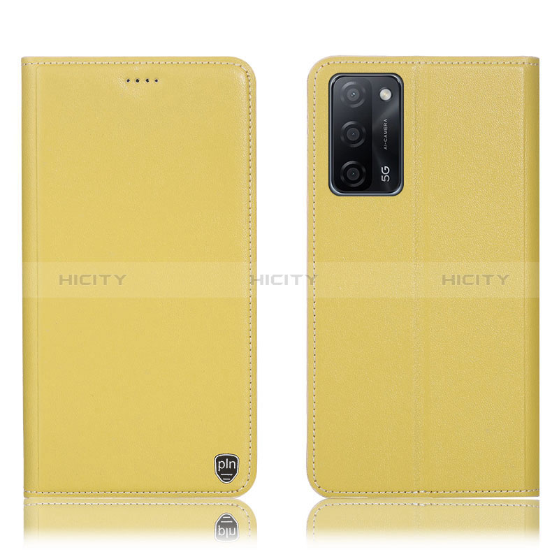 Funda de Cuero Cartera con Soporte Carcasa H21P para Oppo A56 5G Amarillo