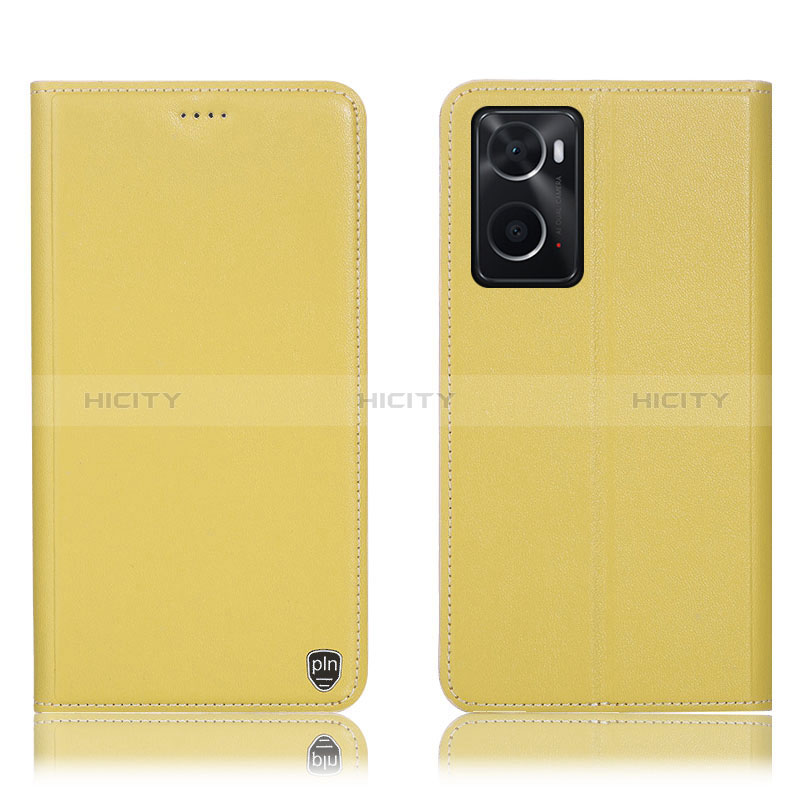 Funda de Cuero Cartera con Soporte Carcasa H21P para Oppo A76 Amarillo