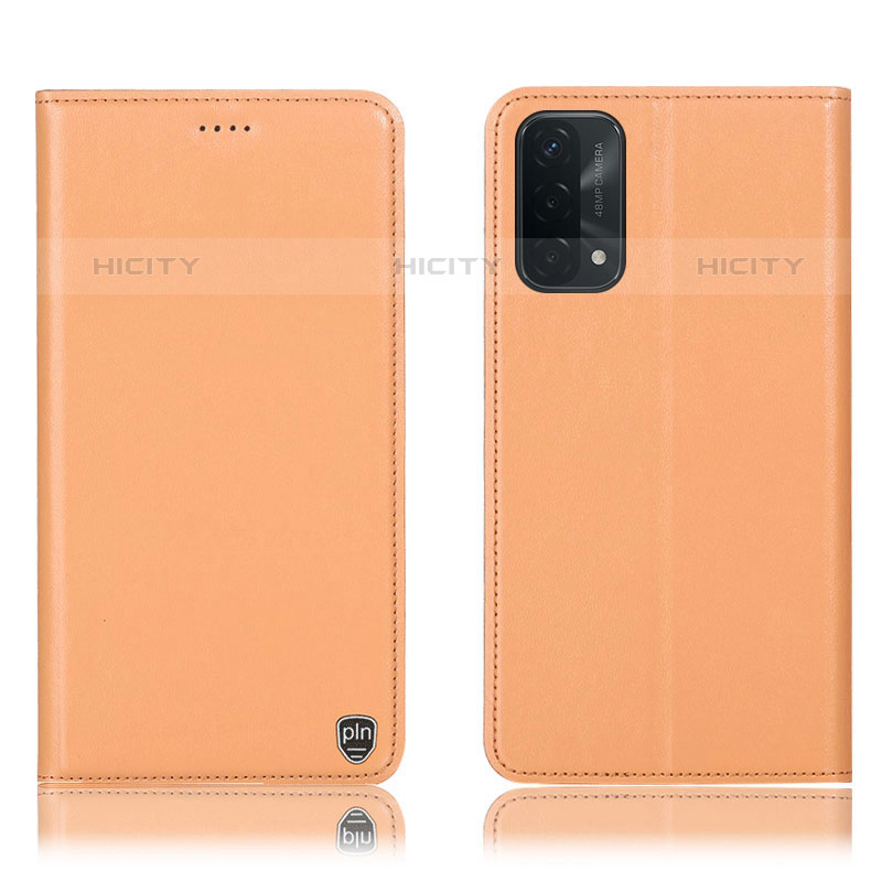 Funda de Cuero Cartera con Soporte Carcasa H21P para Oppo A93 5G Naranja