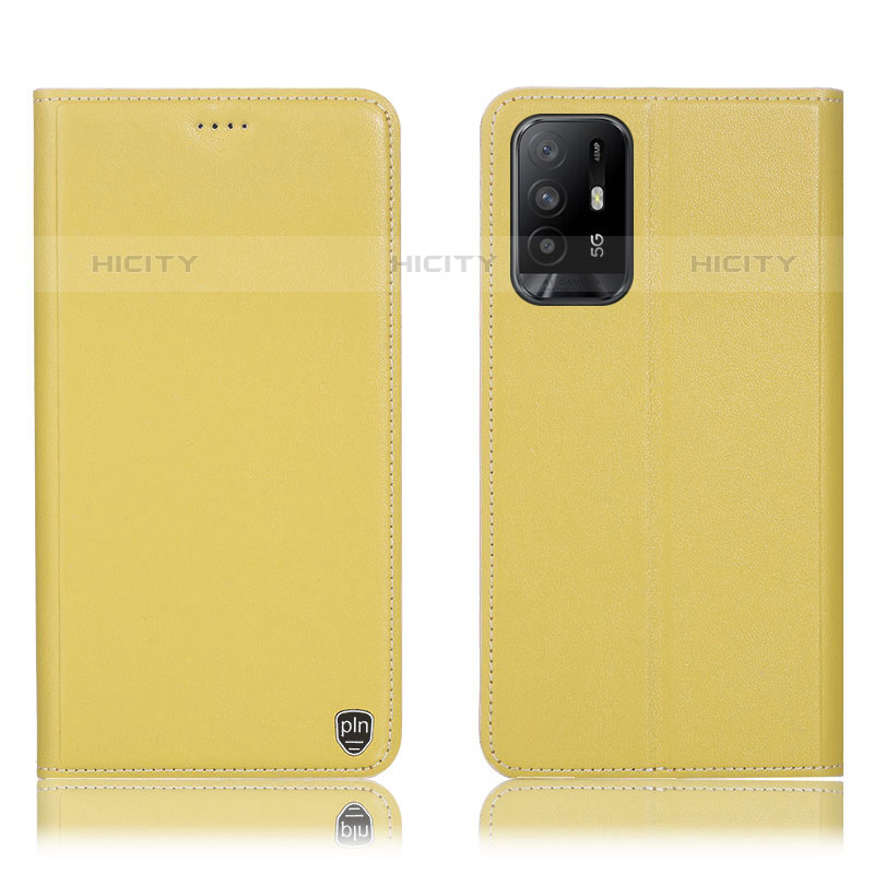 Funda de Cuero Cartera con Soporte Carcasa H21P para Oppo A94 5G Amarillo