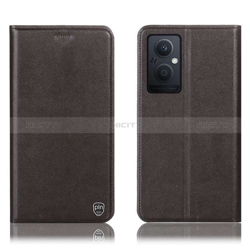 Funda de Cuero Cartera con Soporte Carcasa H21P para Oppo A96 5G Marron