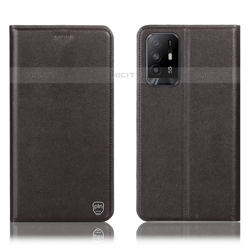 Funda de Cuero Cartera con Soporte Carcasa H21P para Oppo F19 Pro+ Plus 5G Marron