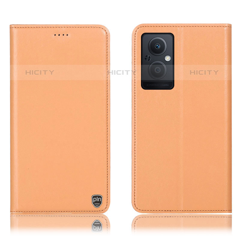 Funda de Cuero Cartera con Soporte Carcasa H21P para Oppo F21 Pro 5G Naranja