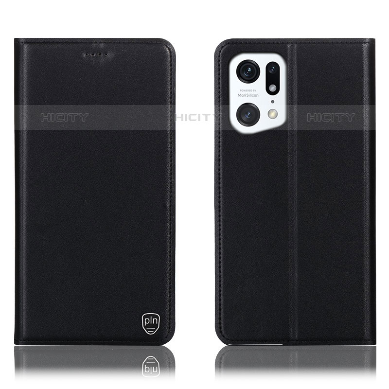 Funda de Cuero Cartera con Soporte Carcasa H21P para Oppo Find X5 Pro 5G Negro