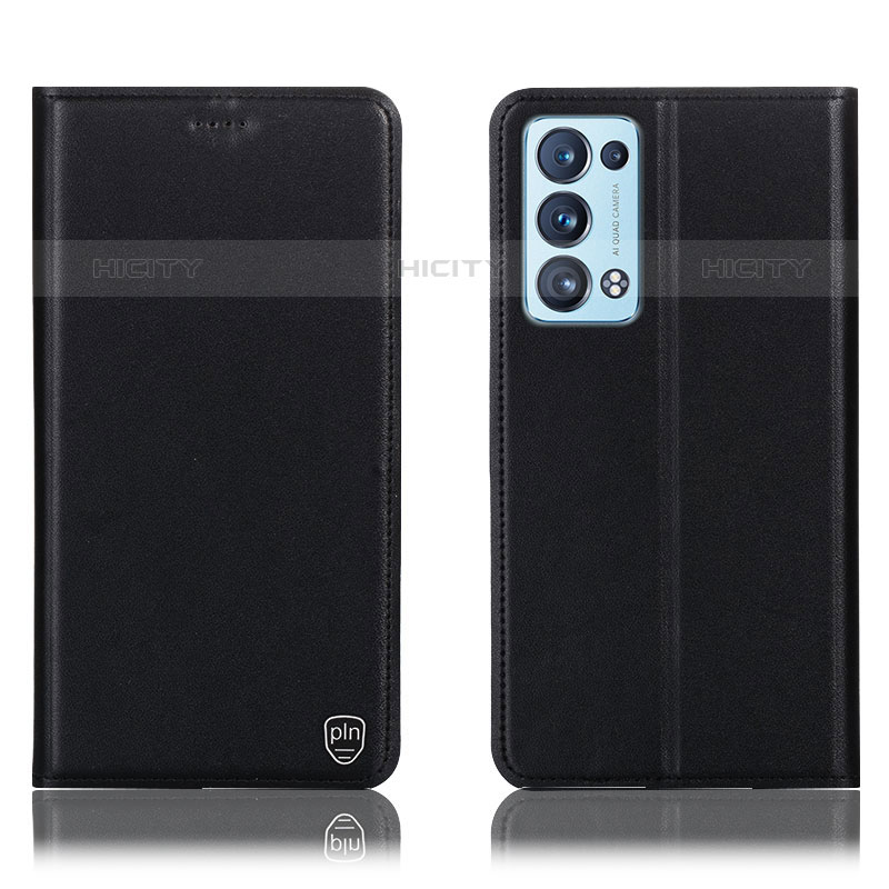 Funda de Cuero Cartera con Soporte Carcasa H21P para Oppo Reno6 Pro 5G Negro