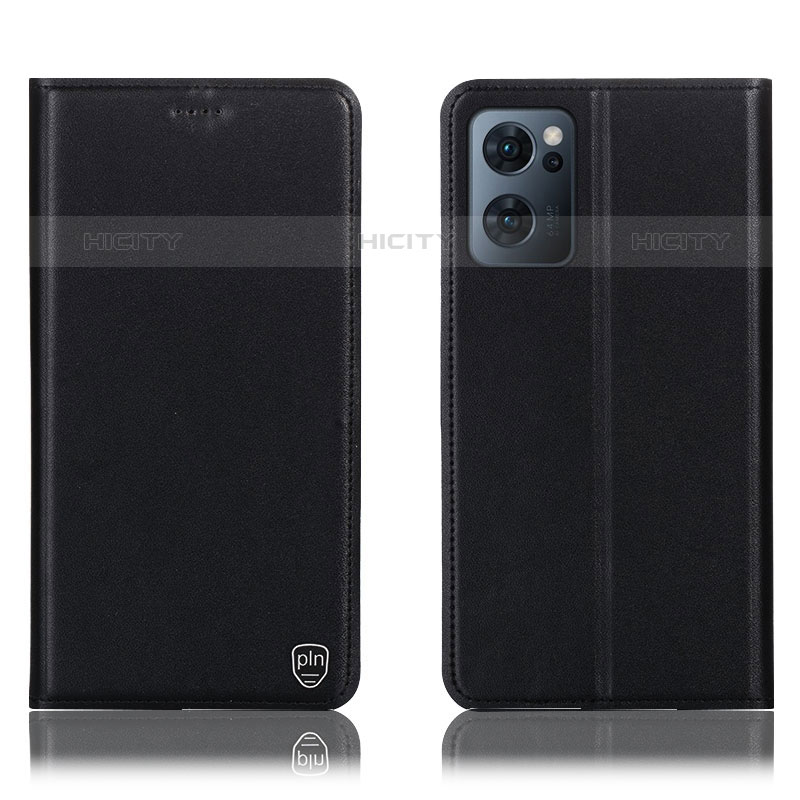 Funda de Cuero Cartera con Soporte Carcasa H21P para Oppo Reno7 5G Negro