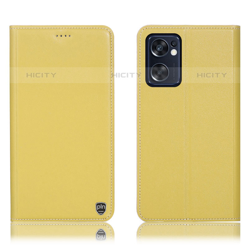 Funda de Cuero Cartera con Soporte Carcasa H21P para Oppo Reno7 SE 5G Amarillo