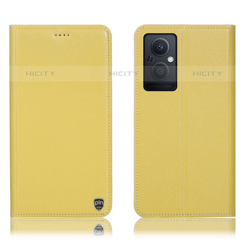 Funda de Cuero Cartera con Soporte Carcasa H21P para Oppo Reno8 Lite 5G Amarillo