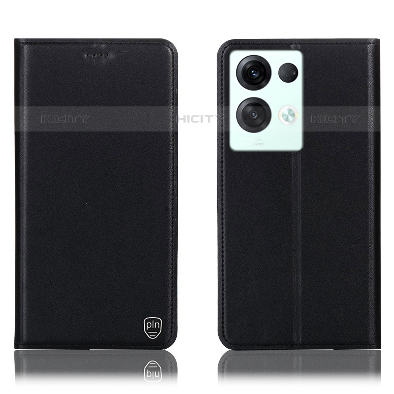 Funda de Cuero Cartera con Soporte Carcasa H21P para Oppo Reno8 Pro 5G Negro