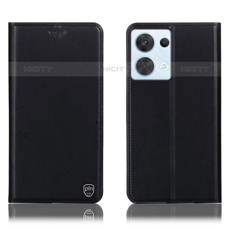 Funda de Cuero Cartera con Soporte Carcasa H21P para Oppo Reno9 5G Negro