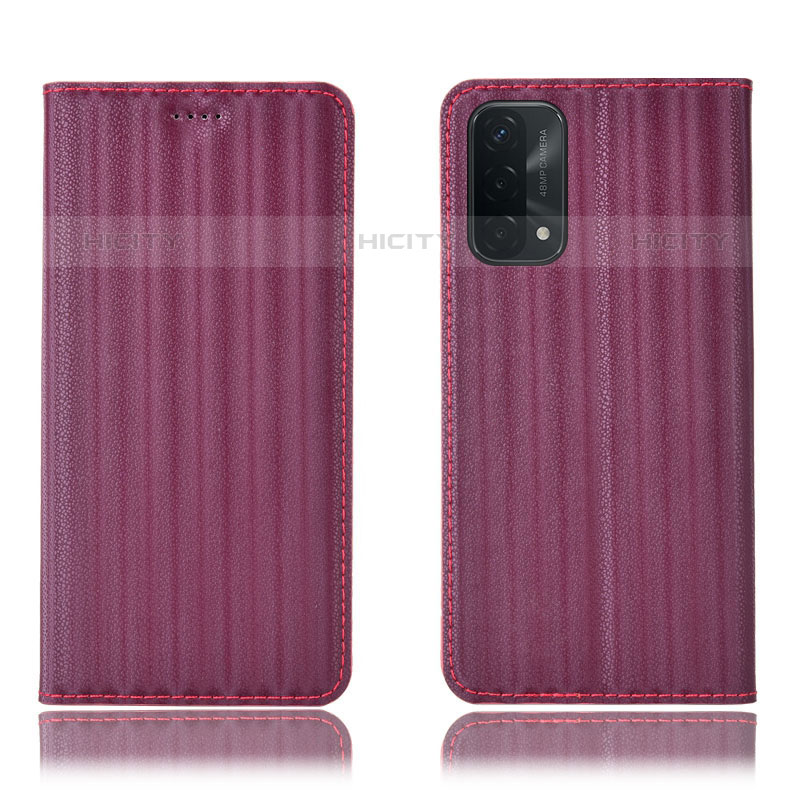 Funda de Cuero Cartera con Soporte Carcasa H23P para Oppo A93 5G Rojo Rosa