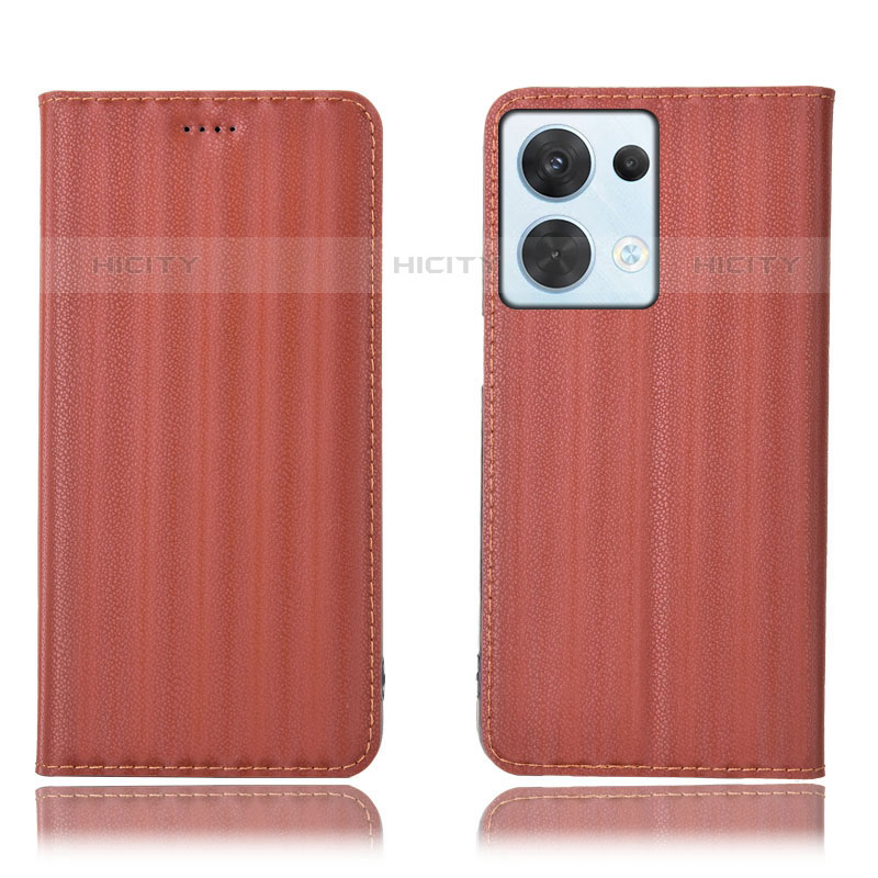 Funda de Cuero Cartera con Soporte Carcasa H23P para Oppo Reno8 5G Marron