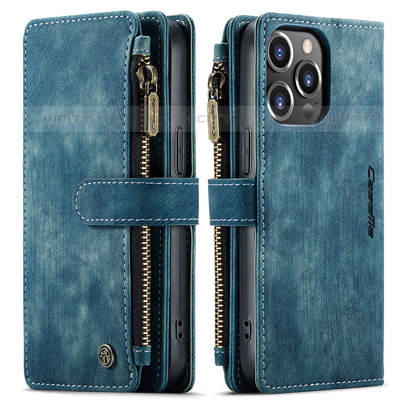 Funda de Cuero Cartera con Soporte Carcasa H27 para Apple iPhone 16 Pro Azul