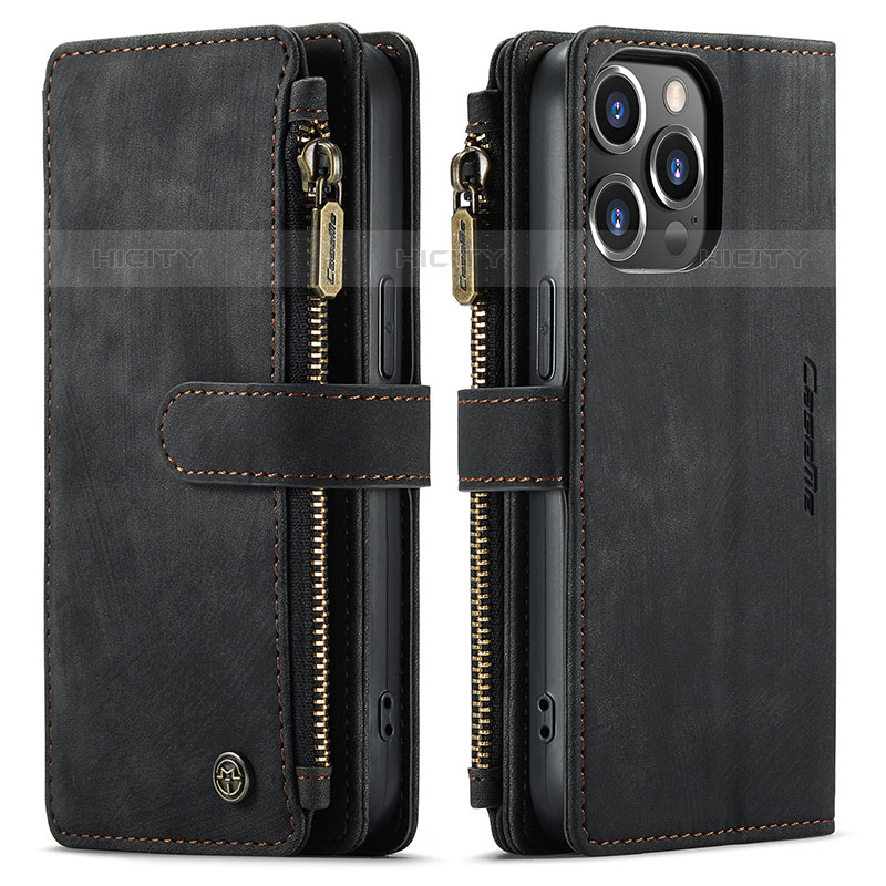 Funda de Cuero Cartera con Soporte Carcasa H27 para Apple iPhone 16 Pro Max Negro