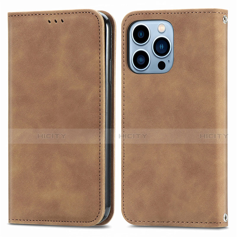 Funda de Cuero Cartera con Soporte Carcasa H30 para Apple iPhone 13 Pro Max Marron