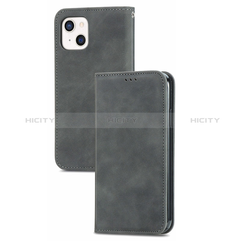 Funda de Cuero Cartera con Soporte Carcasa H30 para Apple iPhone 15 Gris Oscuro