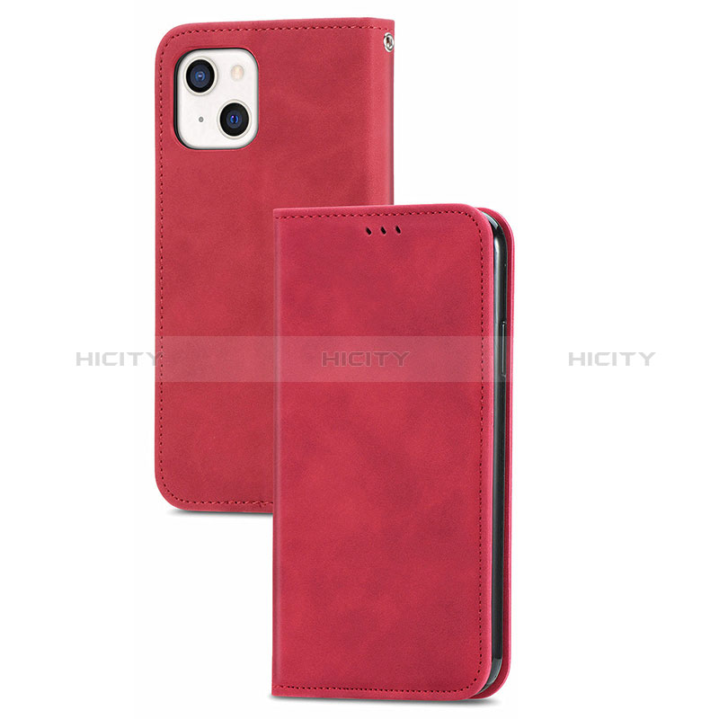 Funda de Cuero Cartera con Soporte Carcasa H30 para Apple iPhone 15 Plus Rojo