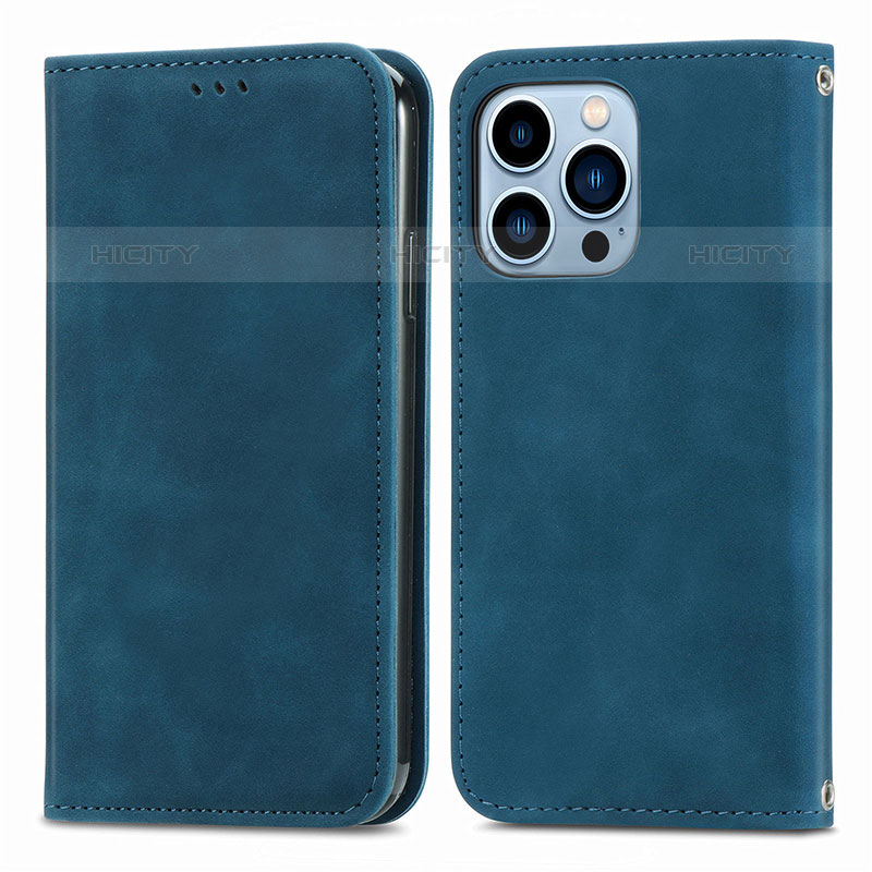 Funda de Cuero Cartera con Soporte Carcasa H30 para Apple iPhone 15 Pro Max Azul