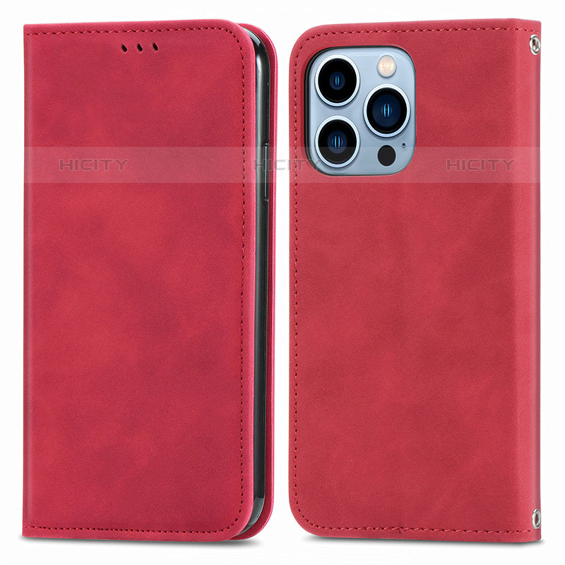 Funda de Cuero Cartera con Soporte Carcasa H30 para Apple iPhone 15 Pro Max Rojo