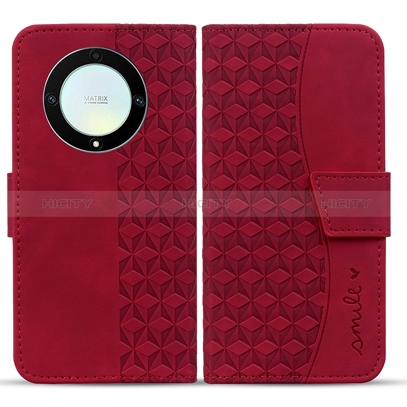 Funda de Cuero Cartera con Soporte Carcasa HF1 para Huawei Mate 60 Pro Rojo