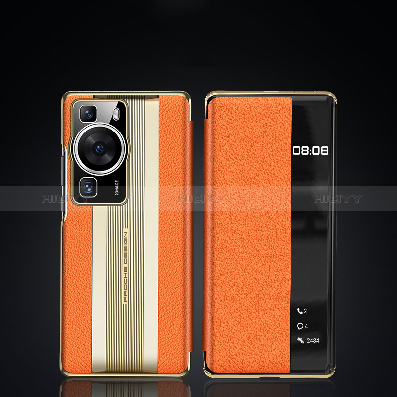 Funda de Cuero Cartera con Soporte Carcasa JB2 para Huawei P60 Naranja