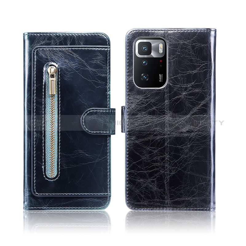 Funda de Cuero Cartera con Soporte Carcasa JDK para Xiaomi Redmi Note 10 Pro 5G Azul