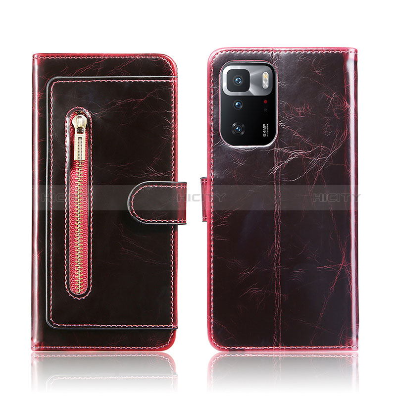 Funda de Cuero Cartera con Soporte Carcasa JDK para Xiaomi Redmi Note 10 Pro 5G Rojo