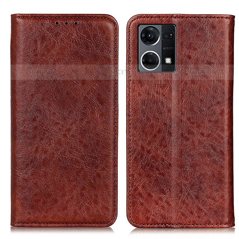 Funda de Cuero Cartera con Soporte Carcasa K01Z para Oppo F21 Pro 4G Marron