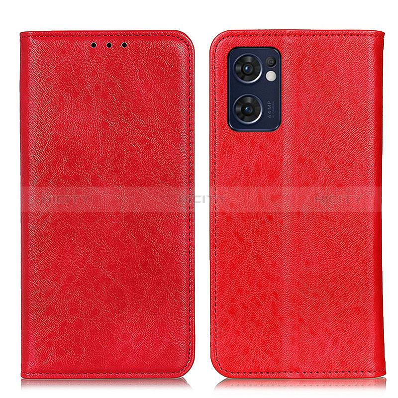 Funda de Cuero Cartera con Soporte Carcasa K01Z para Oppo Find X5 Lite 5G Rojo