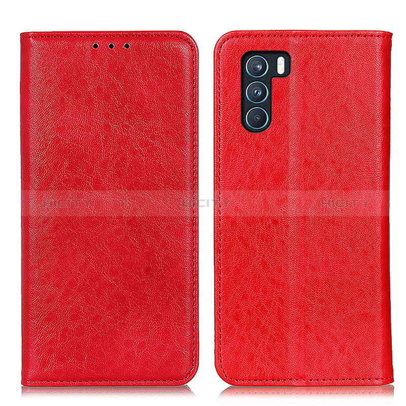 Funda de Cuero Cartera con Soporte Carcasa K01Z para Oppo K9 Pro 5G Rojo