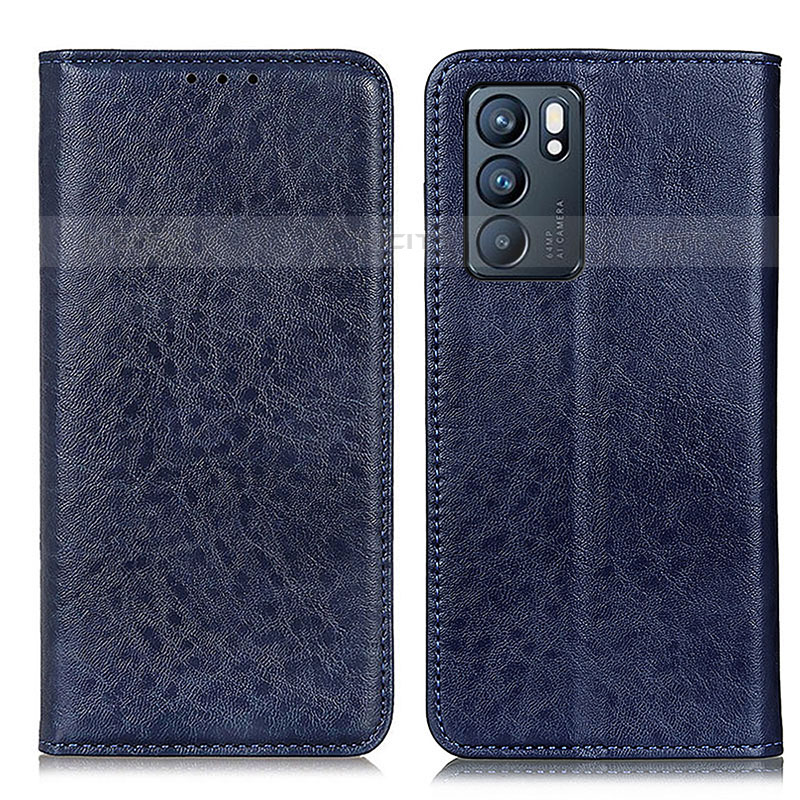 Funda de Cuero Cartera con Soporte Carcasa K01Z para Oppo Reno6 5G Azul