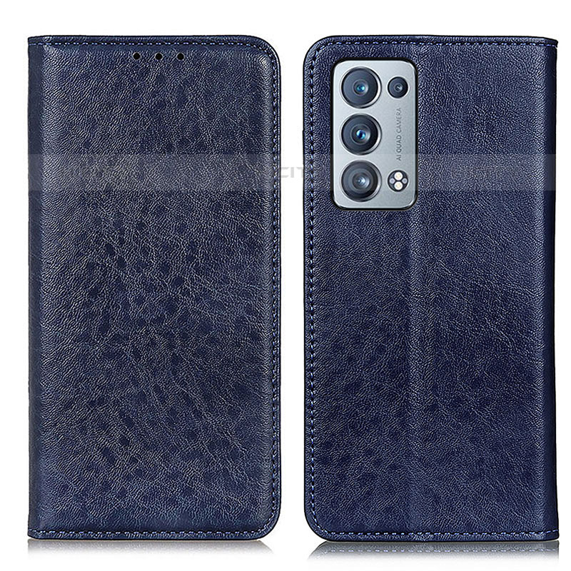 Funda de Cuero Cartera con Soporte Carcasa K01Z para Oppo Reno6 Pro 5G Azul