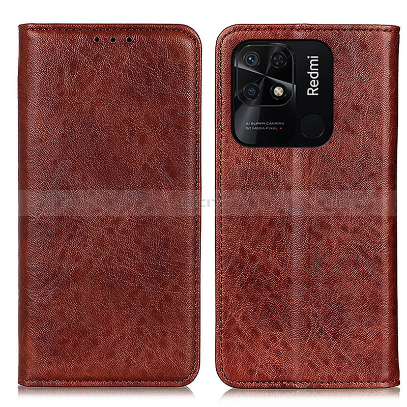 Funda de Cuero Cartera con Soporte Carcasa K01Z para Xiaomi Redmi 10 Power Marron