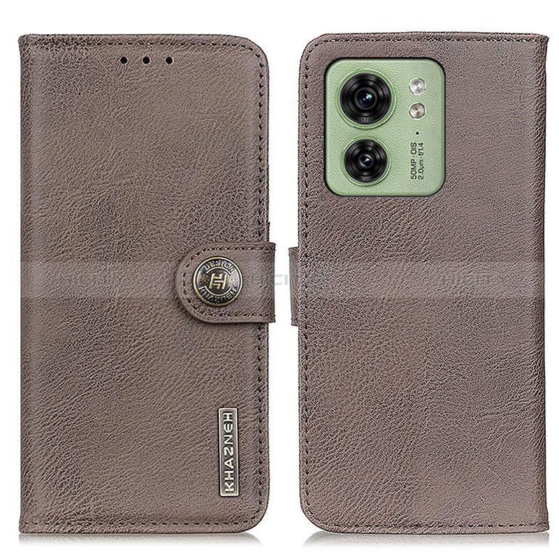 Funda de Cuero Cartera con Soporte Carcasa K02Z para Motorola Moto Edge (2023) 5G Gris