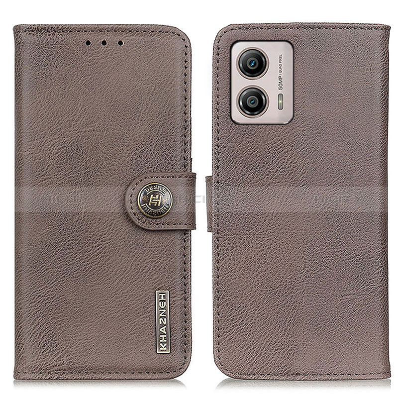 Funda de Cuero Cartera con Soporte Carcasa K02Z para Motorola Moto G53y 5G Gris