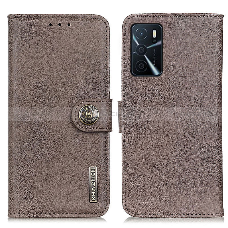 Funda de Cuero Cartera con Soporte Carcasa K02Z para Oppo A54s Gris