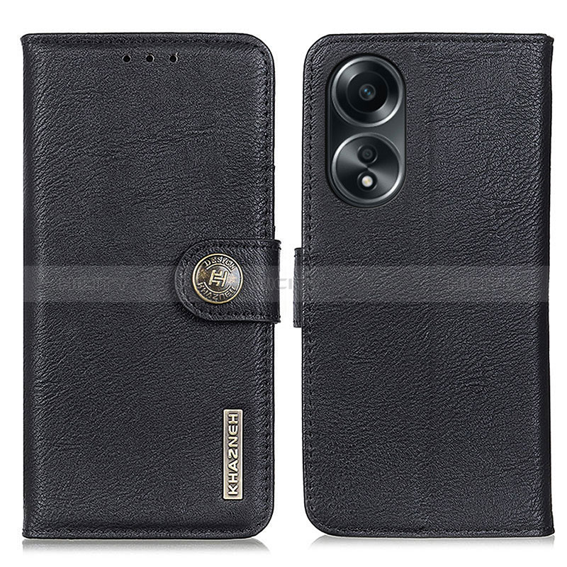 Funda de Cuero Cartera con Soporte Carcasa K02Z para Oppo A58 4G Negro