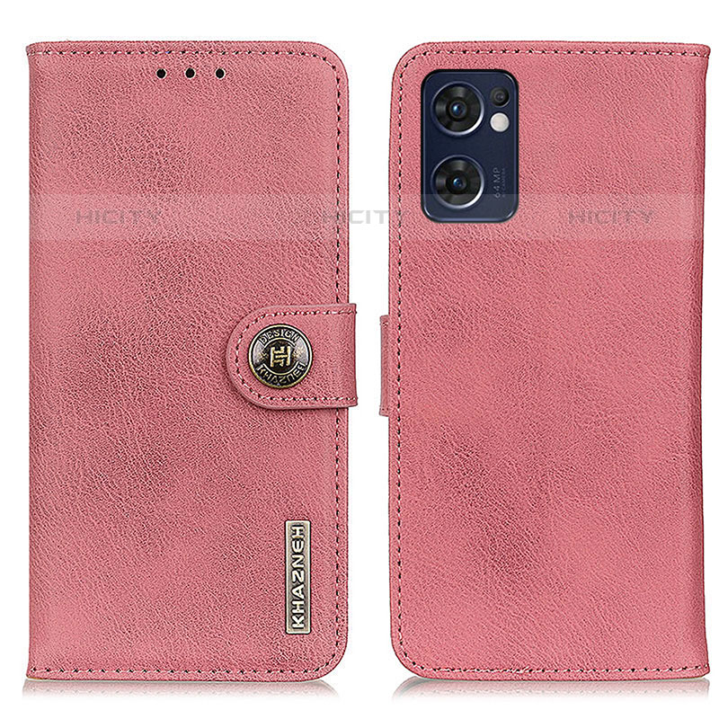 Funda de Cuero Cartera con Soporte Carcasa K02Z para Oppo Reno7 5G Rosa