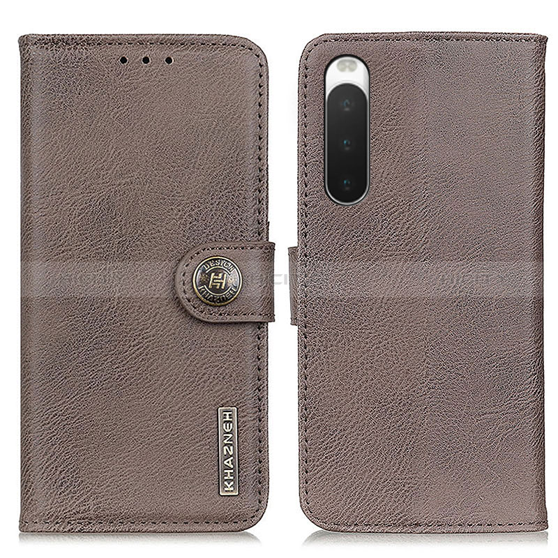 Funda de Cuero Cartera con Soporte Carcasa K02Z para Sony Xperia 10 V Gris