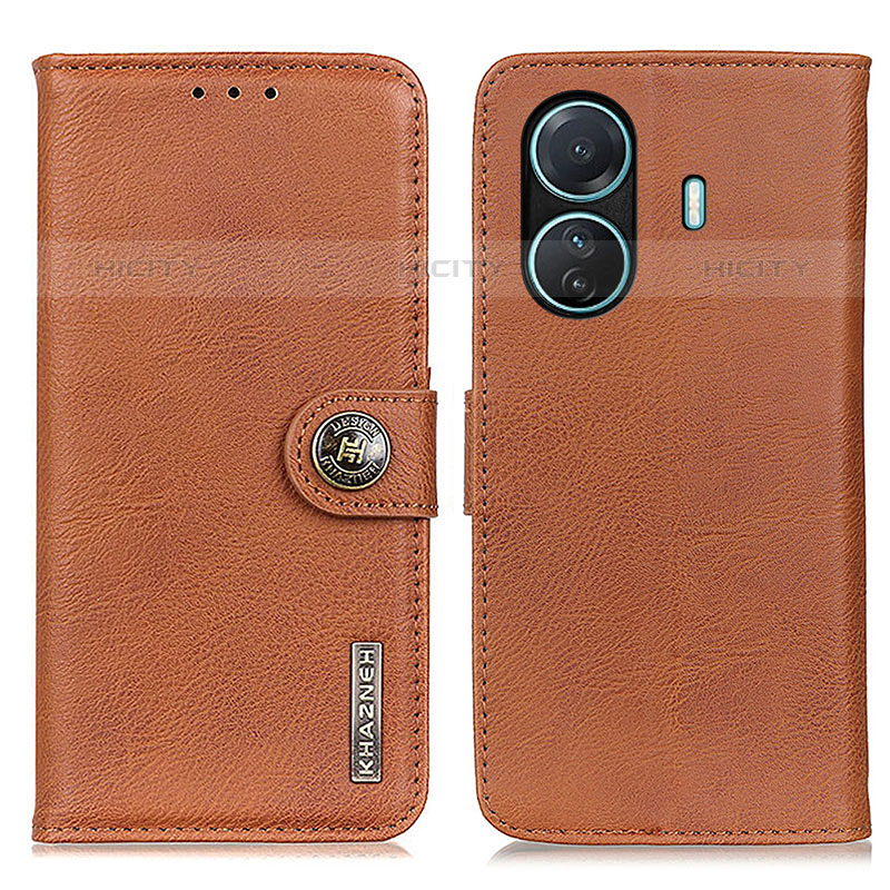 Funda de Cuero Cartera con Soporte Carcasa K02Z para Vivo T1 Pro 5G Marron