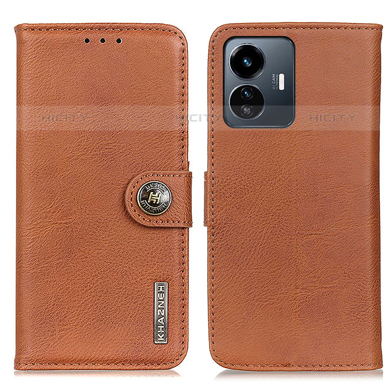 Funda de Cuero Cartera con Soporte Carcasa K02Z para Vivo Y77e 5G Marron