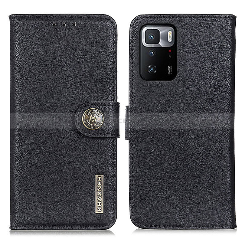 Funda de Cuero Cartera con Soporte Carcasa K02Z para Xiaomi Redmi Note 10 Pro 5G Negro